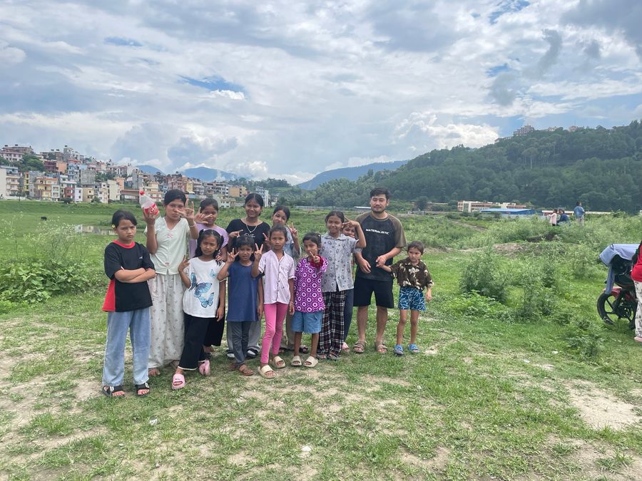 Children of the hostel house on an outing in the Kathmandu valley